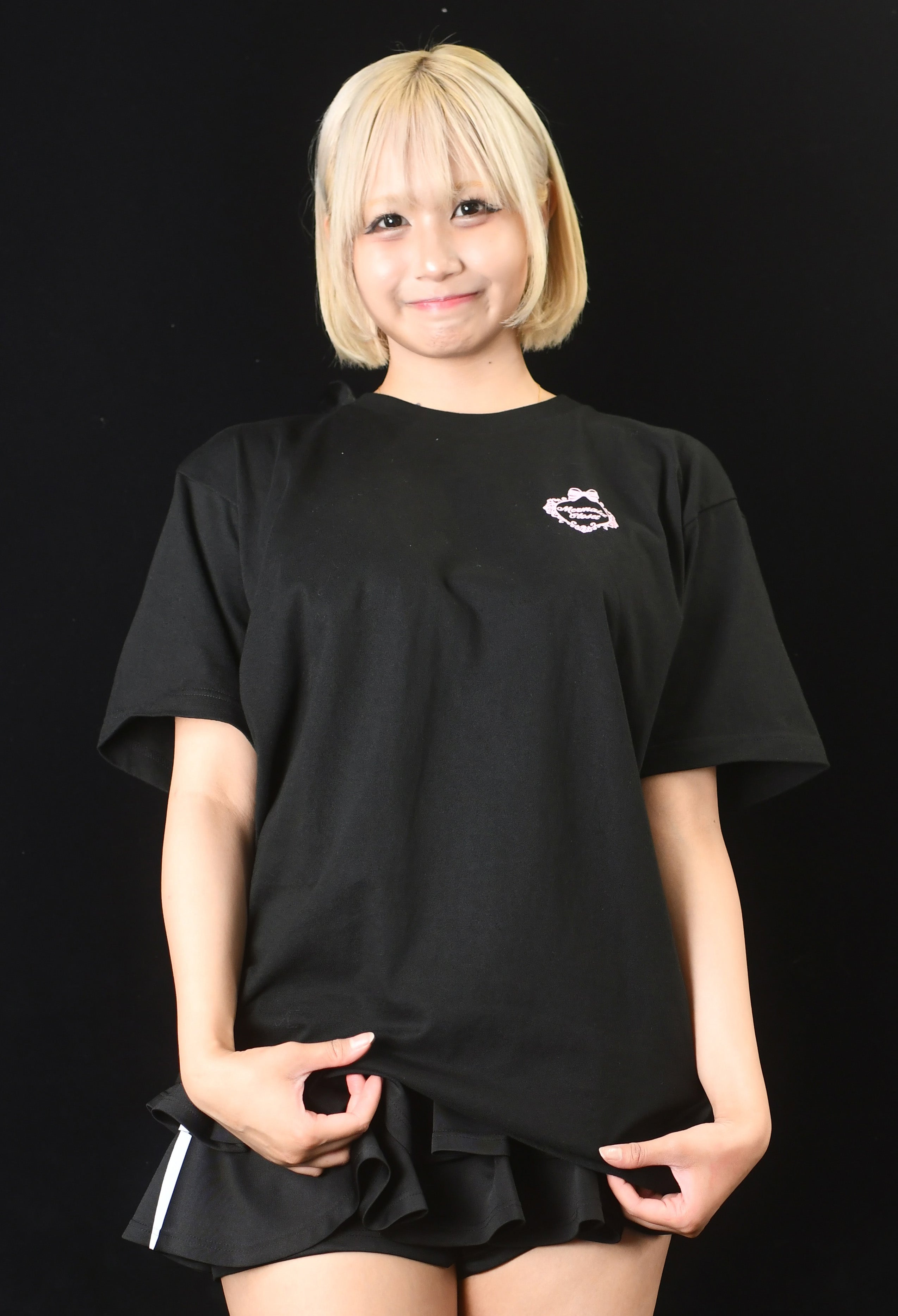 【新品未使用】フェアライアー　ギンガムリボンデタッチャブルTシャツ黒 ロングTシャツ（Over Size Tee)-057 予約販売受付中 7月下旬お届け予定